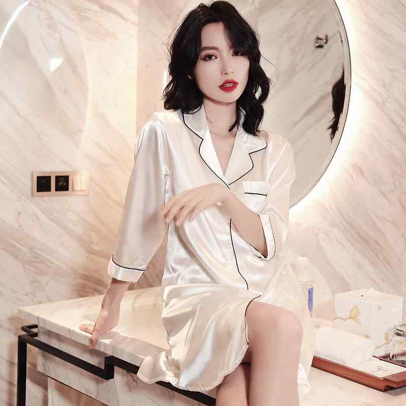 シャツワンピース レディース 彼シャツ風 セクシー ルームウェア パジャマ 部屋着 お出かけ着 接触冷感..