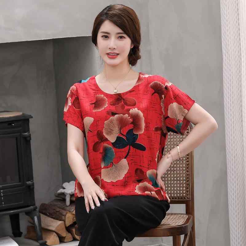 ルームウェア レディース ママ ミセス 夏 半袖 上下セット 大きいサイズ ゆったり 再生 薄手 花柄 ラウンドネック シンプル 部屋着 パジャマ 快適