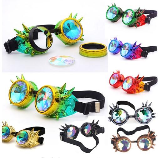 ゴーグル 男女兼用 スチームパンク カレイドスコープ グラデーションレンズ 個性派 前衛的 華やか レトロ おしゃれ 丸型