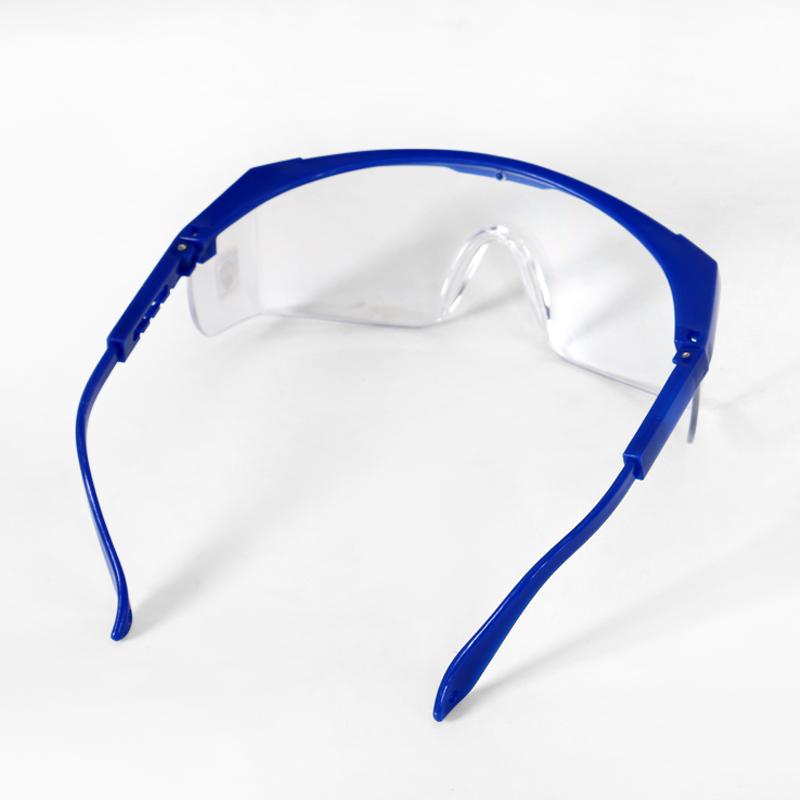 保護メガネ 男女兼用 作業用 クリア ゴーグル 防風 防塵 飛沫防止 飛散防止 粉じん対策 研磨 工業用 実験室用 保護具 メガネ 青枠