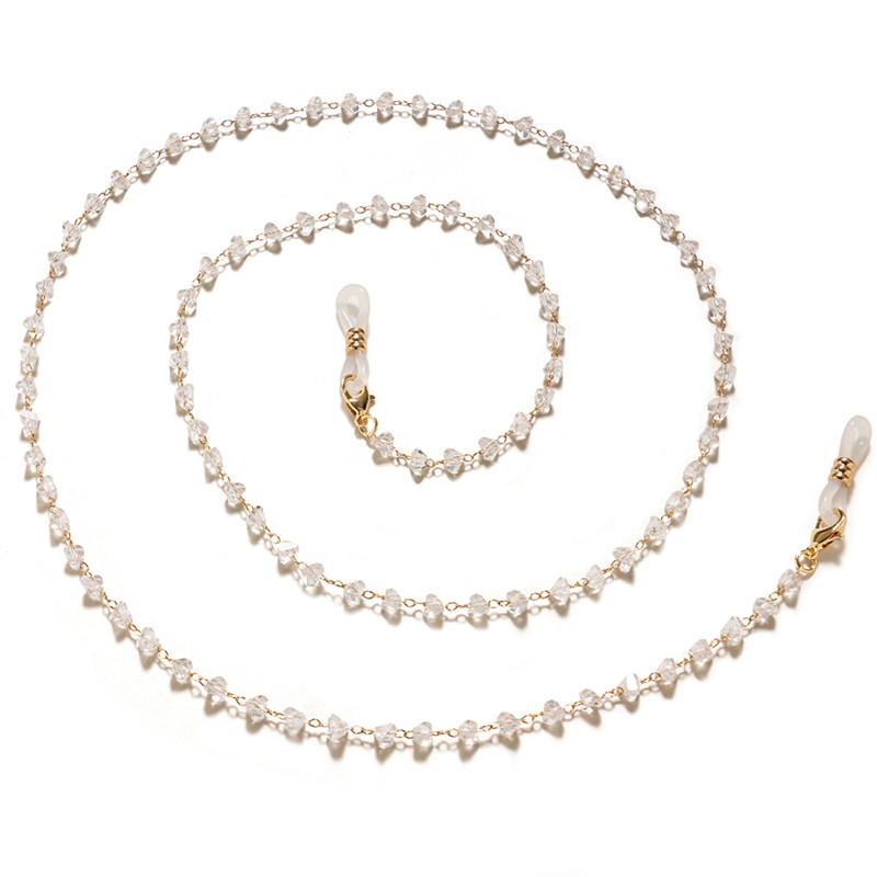 眼鏡チェーン レディース ロリータ レトロ クリスタル 首掛け ストラップ 滑り止め 落下防止 メガネ サングラス用 小物 ゴールド シルバー ローズゴールド