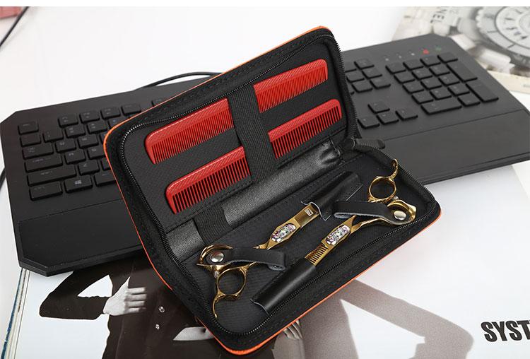 シザーケース 美容師 理容師 2丁収納 革 レザー プロ用 ヘアカット ハサミ入れ ツールポーチ 手持ち ク..
