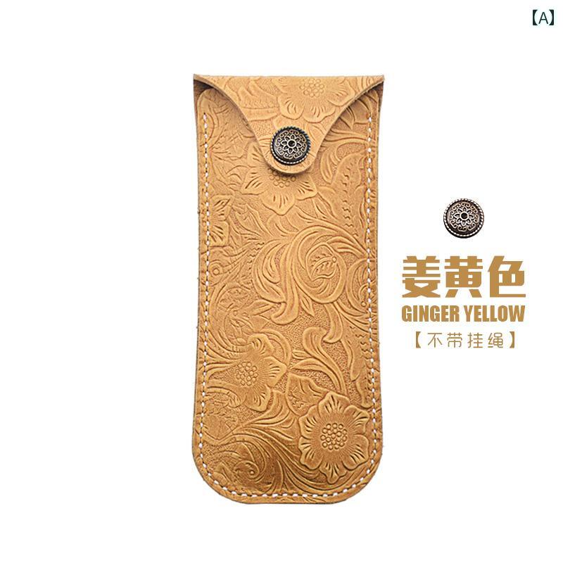 フロントップ楽天市場店の眼鏡ケース 革 クホースレザー 牛革 ハンドメイド レトロ ヴィンテージ 携帯用 ポータブル サングラス 老眼鏡 度眼鏡 収納ポーチ 眼鏡入れ｜アングル2