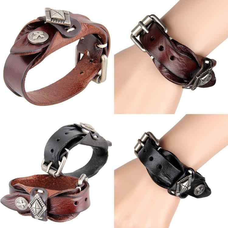 ブレスレット メンズ 男性用 革 レザー ベルトバックル パンク ロック 個性的 大胆 存在感 小物 ブラッ..