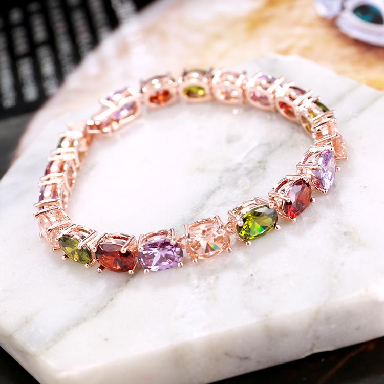 ブレスレット レディース ジルコニア クリスタル 輝く マルチカラー バングル 韓国風 シンプル 個性的 ナチュラルスタイル 上品 フェミニン 普段使い デイリー