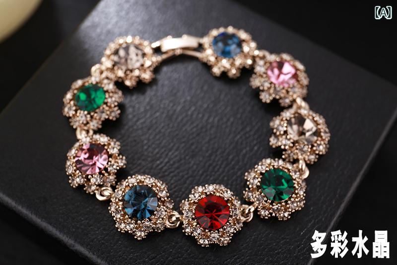 ブレスレット レディース 韓国風 水晶 ジルコニア ラインストーン 煌めく フルスト...