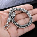 ブレスレット メンズ 男性用 925シルバー 銀 タイシルバー 燻し銀 太め 麻ロープ ハンドメイド 編み込み 個性的 パンクスタイル ワイルド 迫力 ストリート カジュアル