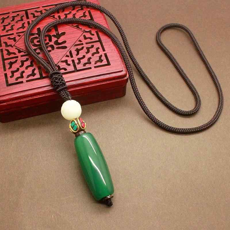 ネックレス 男女兼用 瑪瑙 石 民族風 ロング セーターチェーン レトロ シンプル 上品 アクセサリー 普..