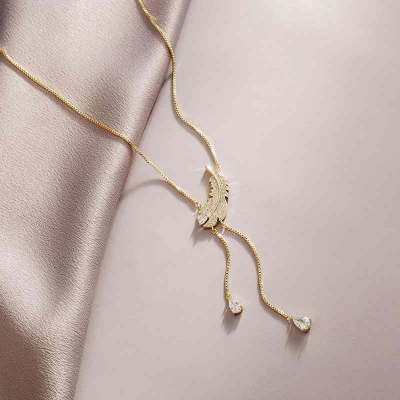 ネックレス レディース ロング リーフモチーフ 合金製 上品 エレガント 万能 普段使い デイリー アクセ..