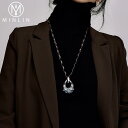 ニットネックレス レディース クリスタルペンダント ロングタイプ 秋冬 ゴールドカラー ブルー エレガント 上品 普段使い カジュアル フォーマル 万能
