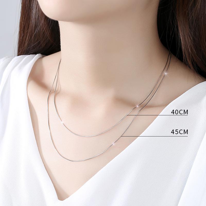 ネックレス レディース S925銀 シルバー925 鎖骨チェーン チョーカー スネークチェーン ヘリンボーン ..