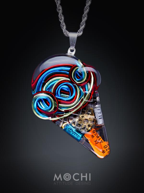 ネックレス レディース アイスクリームコーン レインボーカラー モチーフ チタン鋼 ペンダント ストリート ヒップホップ サイバーパンク ロングチェーン