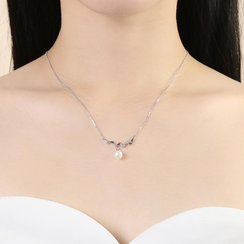 ネックレス レディース 925シルバー スターリングシルバー 一粒 淡水パール ラウンドペンダント 花モチ..