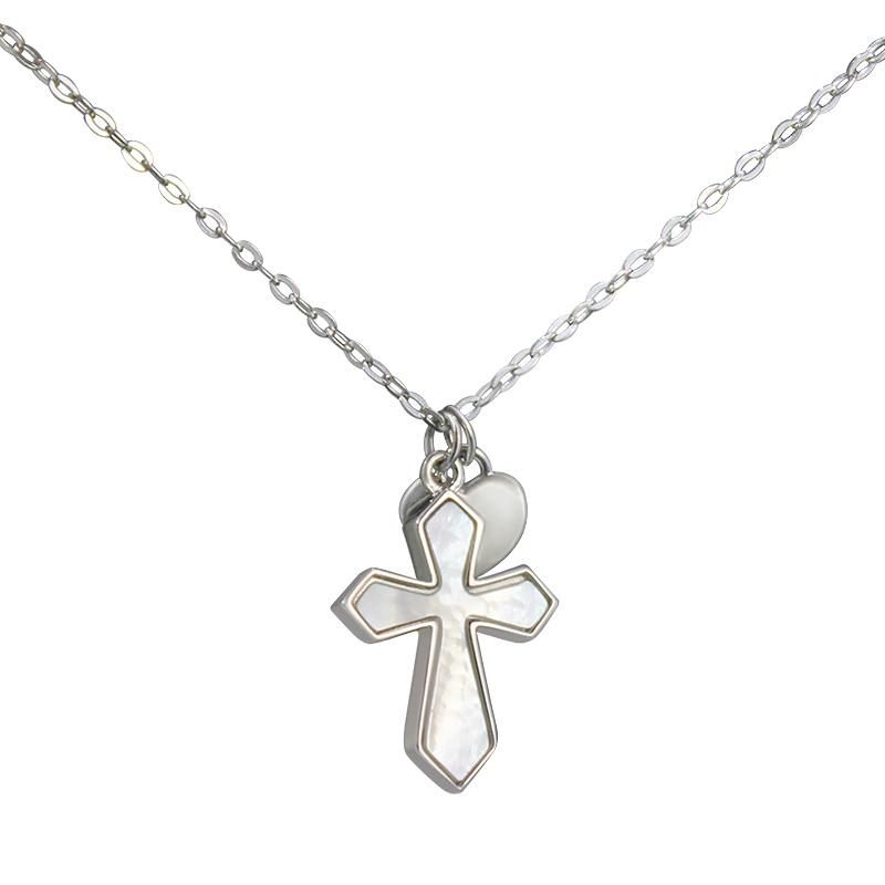 ネックレス レディース 女性用 925シルバー クロス 十字架 鎖骨 パール 上品 ウォームゴールド ローズ..