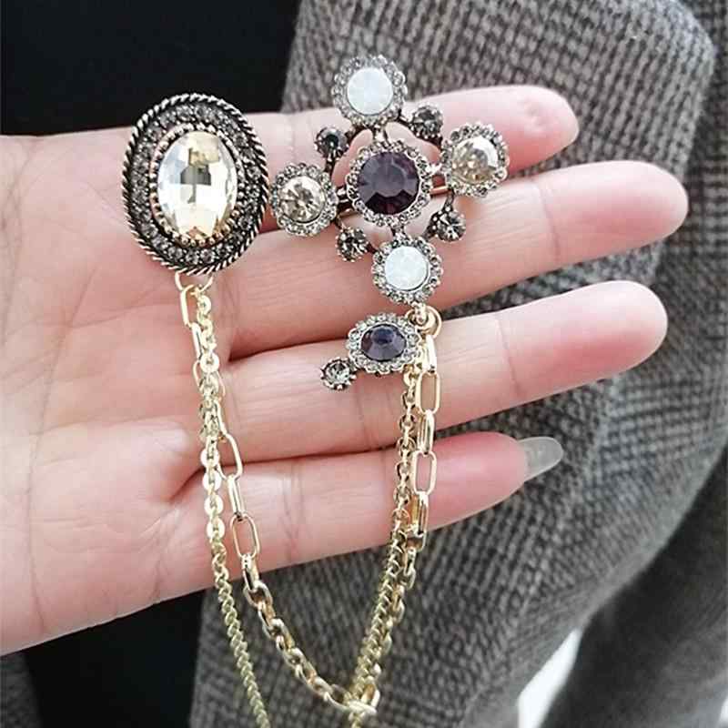 アクセサリー 男女兼用 王冠 チェーン ブローチ 韓国風 かわいい 上品 スーツ シャツ ワンポイント 合..