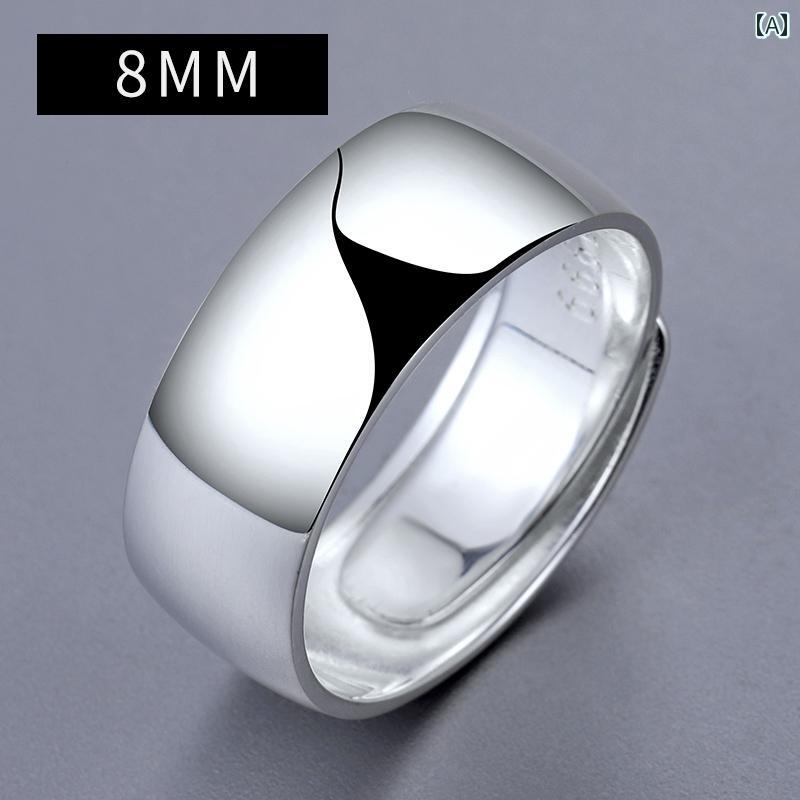 指輪 メンズ 男性用 銀999 シルバー シンプル プレーン 光沢 オープンリング フリーサイズ リング サイズ調整