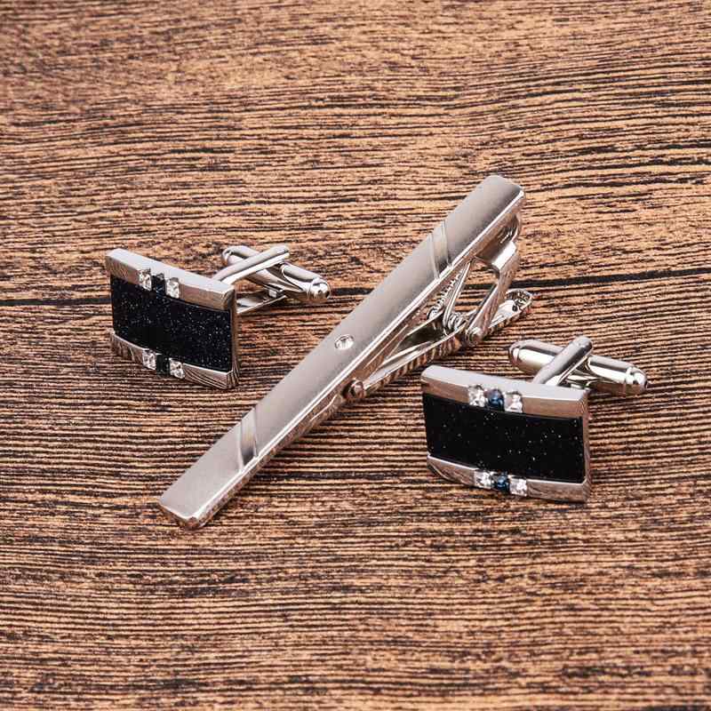 ネクタイピン カフスボタン セット メンズ 男性用 ビジネス スーツ フォーマル クリスタル シルバー ゴールド ブラック ブルー ピンク スクエア ラウンド シンプル 上品 エレガント