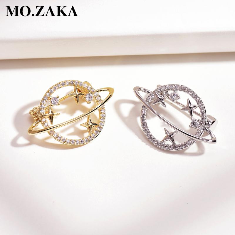 ブローチ レディース 対策 服ズレ防止 胸元カバー 襟元固定 ミニ ワンポイント かわいい おしゃれ 星 月 雲 宇宙モチーフ 合金製 電気メッキ カーディガン...