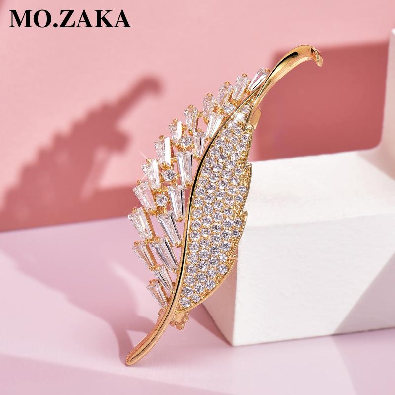 ブローチ レディース メンズ リーフモチーフ 葉っぱ 上品 エレガント 存在感 合金 シルバー ゴールド 人工宝石 ピンブローチ スーツ ジャケット 襟元 フォ...