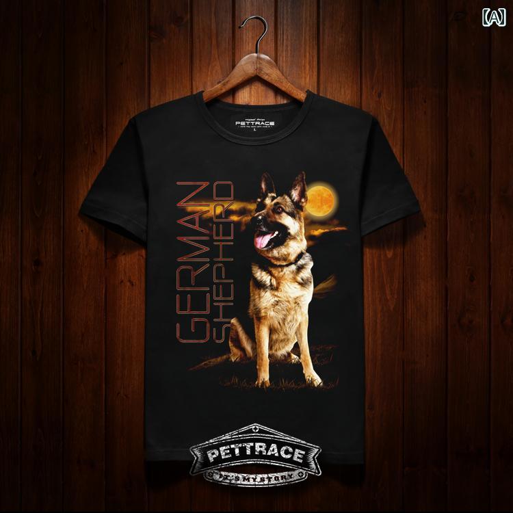 Tシャツ 男女兼用 カップル ペアルック ドイツシェパード 警察犬 犬柄 ドッグプリ...