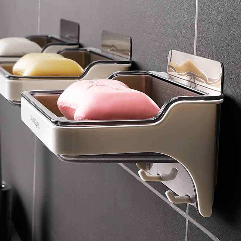 ソープディッシュ 石鹸置き 石鹸ケース ソープホルダー 壁掛け 吸盤式 穴あけ不要 水切り ソープトレー 大容量 バスルーム 浴室 洗面所 家庭用 おしゃれ 北欧風 シンプル ブラック