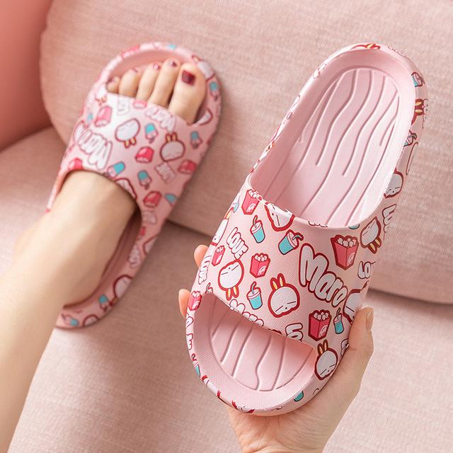 スリッパ レディース メンズ やわらか クッション 厚底 EVA 夏 滑り止め かわいい うさぎ柄 室内履き 外履き ベランダ オフィス 快適 リラックス おしゃれ ピンク グレー カップル ペア