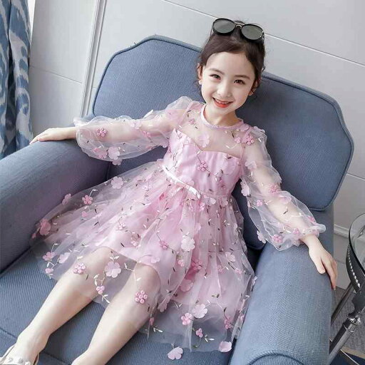 プリンセス ドレス キッズ 長袖 ワンピース 発表会 結婚式 かわいい 夏 シースルー 花柄 ミドル丈 おしゃれ ピンク プリンセス ドレス キッズ 長袖 ワンピース 発表会 結婚式 かわいい 夏 シースルー 花柄 ミドル丈 おしゃれ ピンク