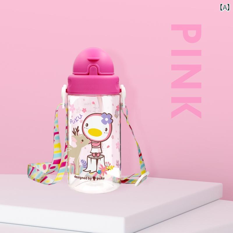水筒 キッズ 小学生 ストロー キャラクター かわいい TRITAN ボトル 携帯用 落下防...
