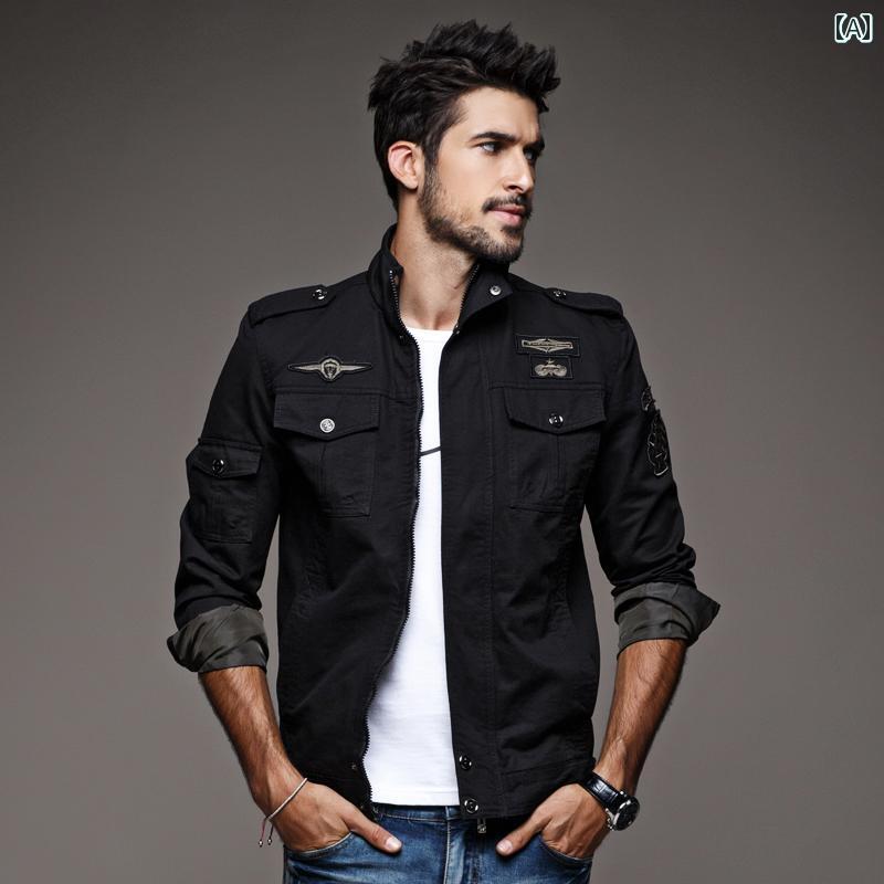 ジャケット メンズ 秋冬 ミリタリー ワーク ウォッシュ加工 裏起毛 スタンドカラー 大きいサイズ 綿 コ..