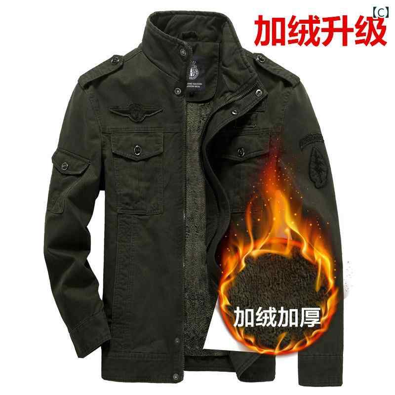 ジャケット メンズ 秋冬 ミリタリー ワーク ウォッシュ加工 裏起毛 スタンドカラー...