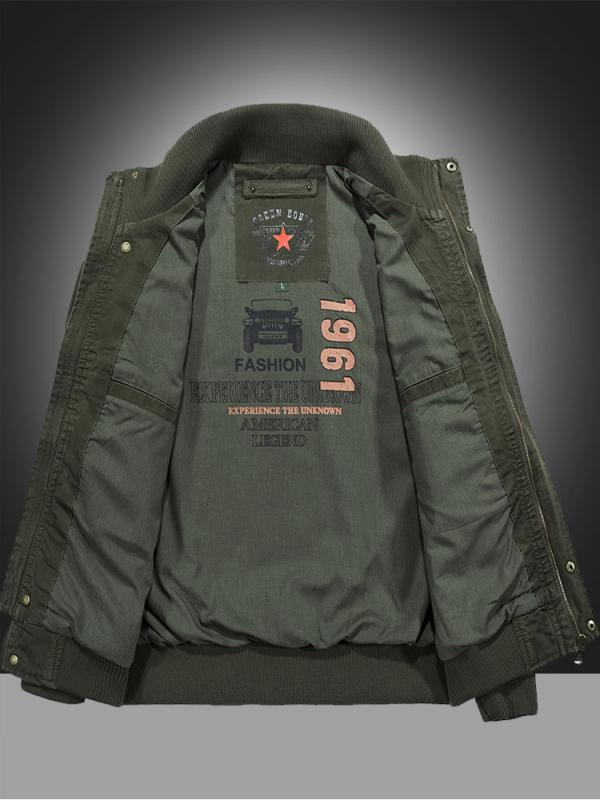 ジャケット メンズ 秋冬 裏起毛 綿 スタンドカラー ワーク カジュアル ゆったり 耐久性 ジップアップ ..