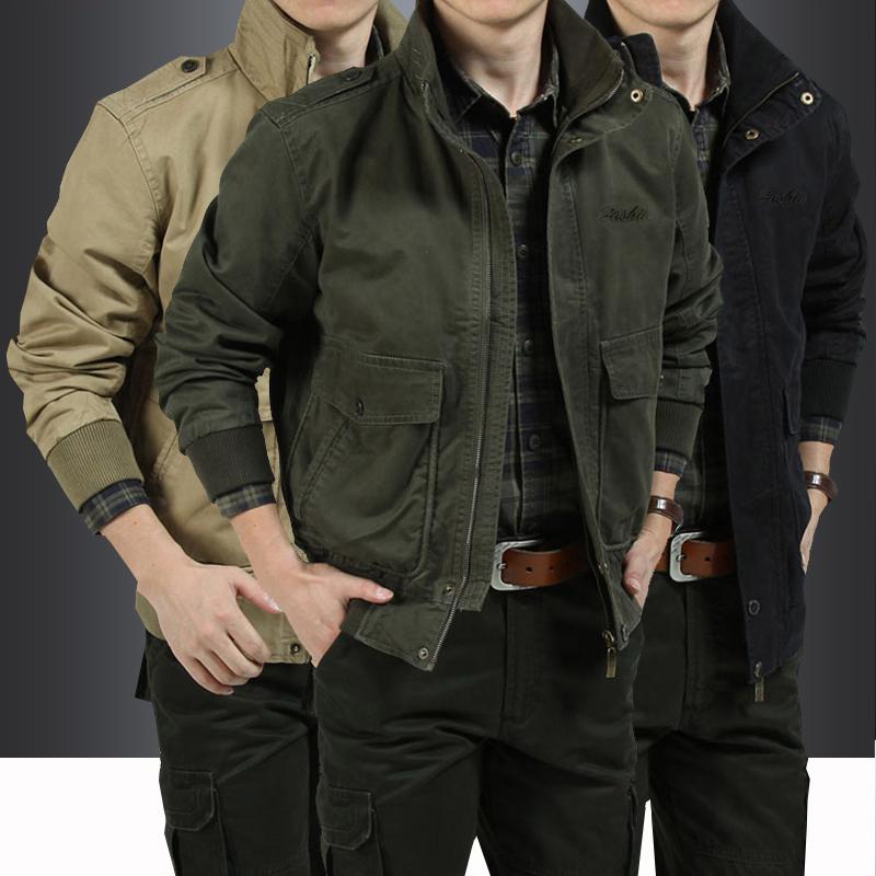ジャケット メンズ 春秋 厚手 綿 ゆったり スタンドカラー ミリタリー ワークジャケット ビッグシルエ..