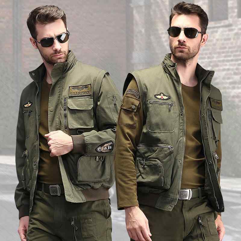 ジャケット メンズ 春秋 アウトドア ワーク フライト ミリタリー カジュアルアウター 綿 コットン 多ポ..