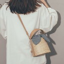 バッグ レディース 麦わら リゾート ビーチ バケツバッグ 韓国風 おしゃれ 斜めがけ 肩掛け 手持ち 巾着 オフホワイト ライトブラウン カジュアル 春夏