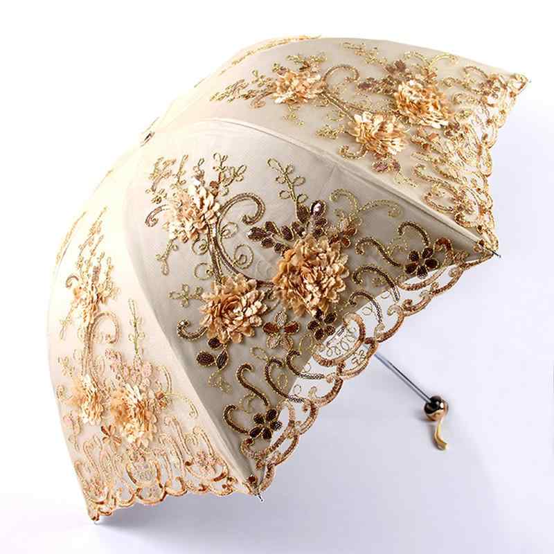 日傘 レディース 晴雨兼用 折りたたみ UVカット 遮光 遮熱 黒コーティング レース 刺繍 プリンセス エ..