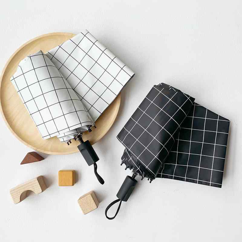 傘 レディース 晴雨兼用 折りたたみ傘 遮光 UVカット 軽量 韓国風 おしゃれ 通勤 通学 旅行 コンパクト 三つ折り 黒コーティング 無地 チェック柄