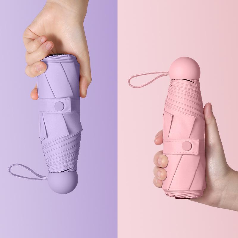 晴雨兼用傘 男女兼用 5段折り カプセル 折りたたみ傘 日傘 ミニ コンパクト 軽量 UVカット 紫外線対策 日焼け防止 遮光 遮熱 黒コーティング ムーンライトホワイト カーキ ライトピンク ネイビー ブラック 旅行 通勤 通学 ポータブル