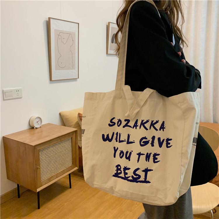 バッグ レディース 学生 韓国風 シンプル カジュアル キャンバス ショルダーバッグ トートバッグ ダー..