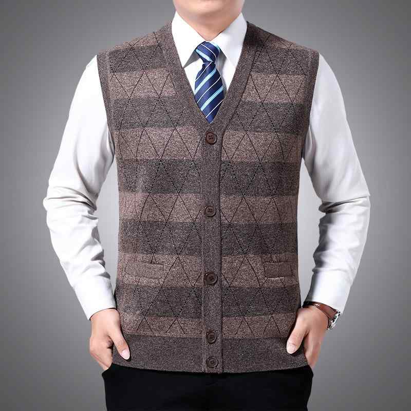 ニットベスト メンズ 男性用 冬 前開き Vネック ゆったり 大きいサイズ カジュアル シニア ルーズフィット