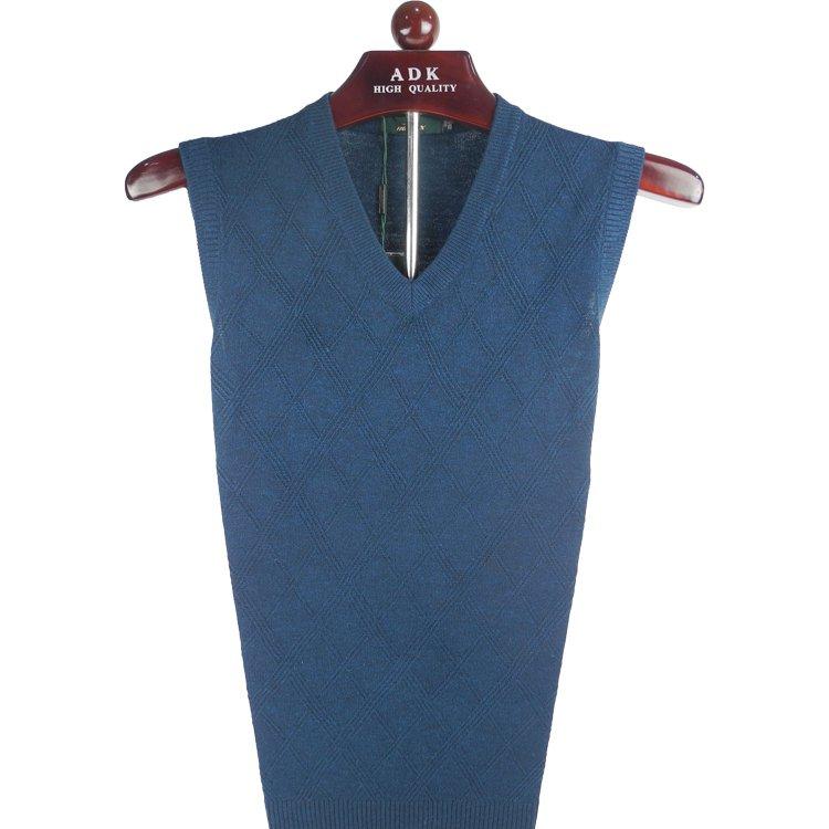 ニットベスト メンズ ウール ウール Vネック プルオーバー ノースリーブ ゆったり 秋 秋冬 ビジネス カジュアル ミドルエイジ 紳士 菱形柄 ジャカード織り アイロン不要