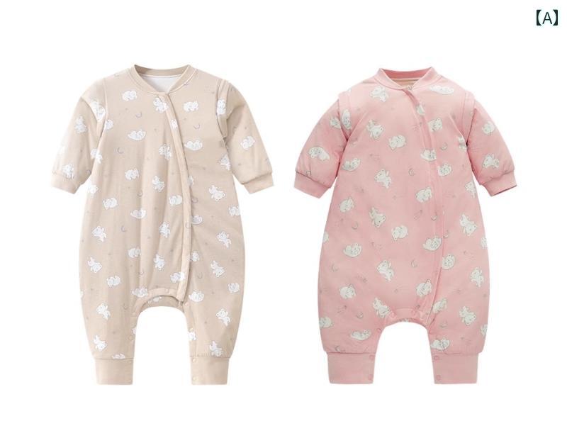 ベビー スリーパー 新生児 赤ちゃん 秋冬 冬用 厚手 綿 コットン あったか 暖か 柔...
