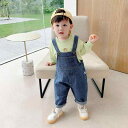 オーバーオール 男の子 ベビー 幼児 デニムパンツ ジーンズ サロペット 韓国風 おしゃれ 春秋 コットンブレンド 子供服 カジュアル 普段使い ダークブルー 1歳