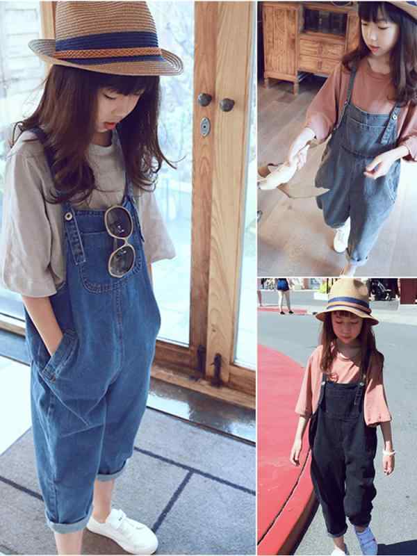 オーバーオール 男女兼用 子供 ベビー キッズ 男の子 女の子 デニム地 綿 春秋 ゆったり ルーズ ワイド..