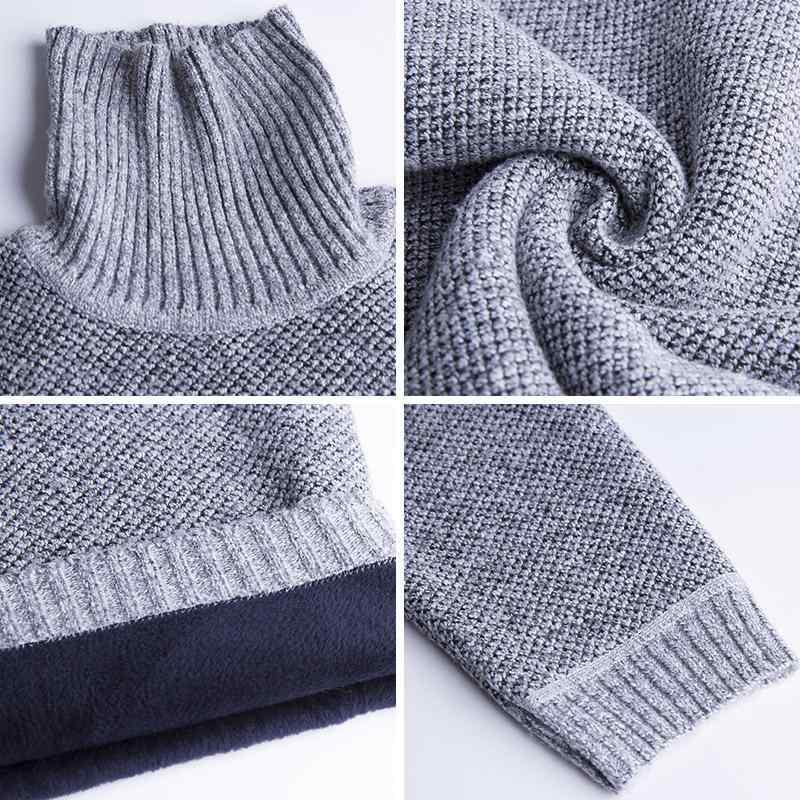 Necked Turtle - ニット メンズ ハイネック タートルネック 裏起毛 厚手 スリムフィット スリム 長袖 トップス カジュアル 秋冬 無地 ポリエステル インナー 普段使い