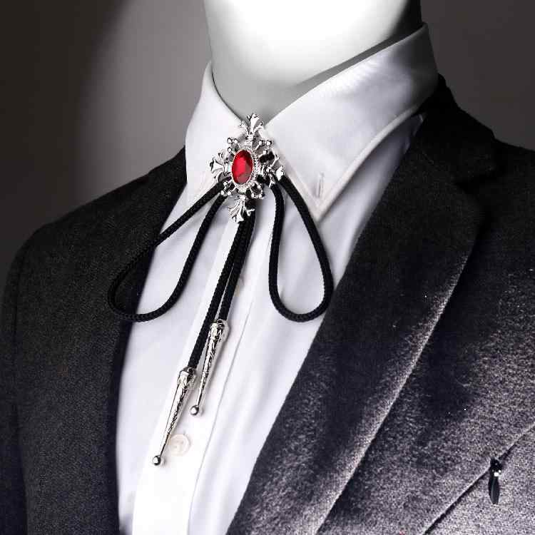 ボロタイ メンズ 男性用 クリスタル ラインストーン ループタイ ネクタイ 首飾り アクセサリー シルバ..