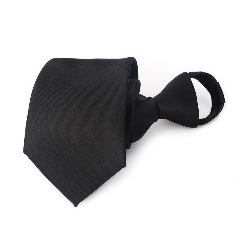 ネクタイ メンズ ワンタッチ ファスナー 8cm幅 ブラック 光沢 プレーン ポリエステル ビジネス フォーマル スーツ オフィス 礼装