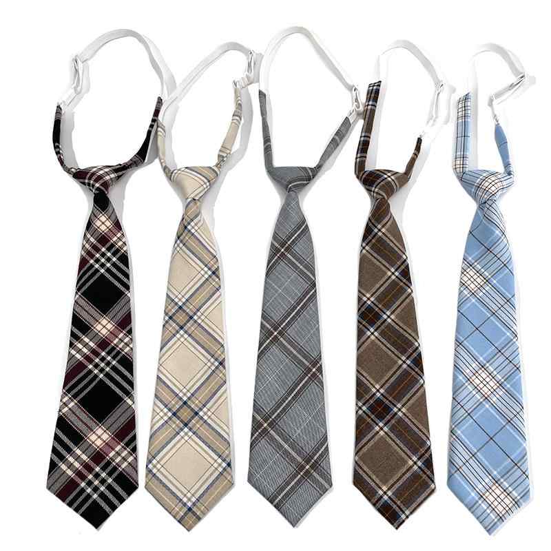 ネクタイ ユニセックス スクール 制服風 チェック柄 スーツ生地 混紡 ワンタッチ 結び目不要 スリムタイ フォーマル カジュアル おしゃれ アクセサリー