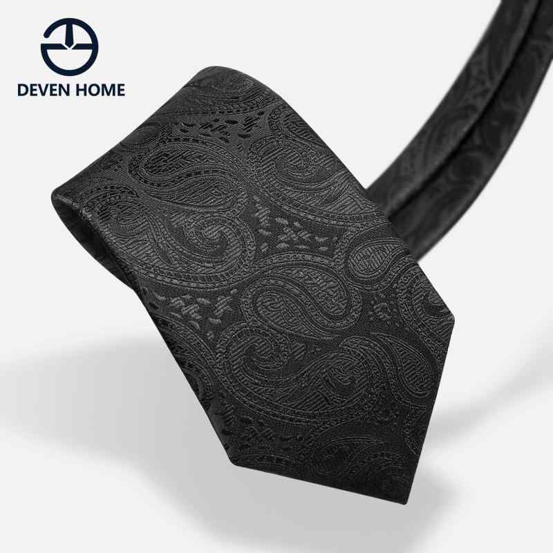 ネクタイ メンズ 黒 ブラック ペイズリー柄 ビジネス フォーマル 結婚式 パーティー ワンタッチ 結び不要 簡単装着 ポリエステル 上品