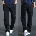 デニムパンツ ストレート ストレッチ メンズ ズボン 紳士 春夏 カジュアル ゆったり ストレート 大きいサイズ 黒 青