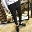 スラックス メンズ ビジネス ズボン パンツ 通勤 ビジネスパンツ オフィス ボトムス ビジカジ 無地 モノカラー 秋冬スタイル カジュアル 9分丈 スリム ス...
